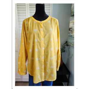 LOFT Yellow Button Top Small Floral